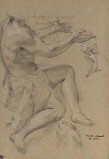 Carlo Maratta - A seated draped man gesturing to the right, with a subsidiary study of drapery