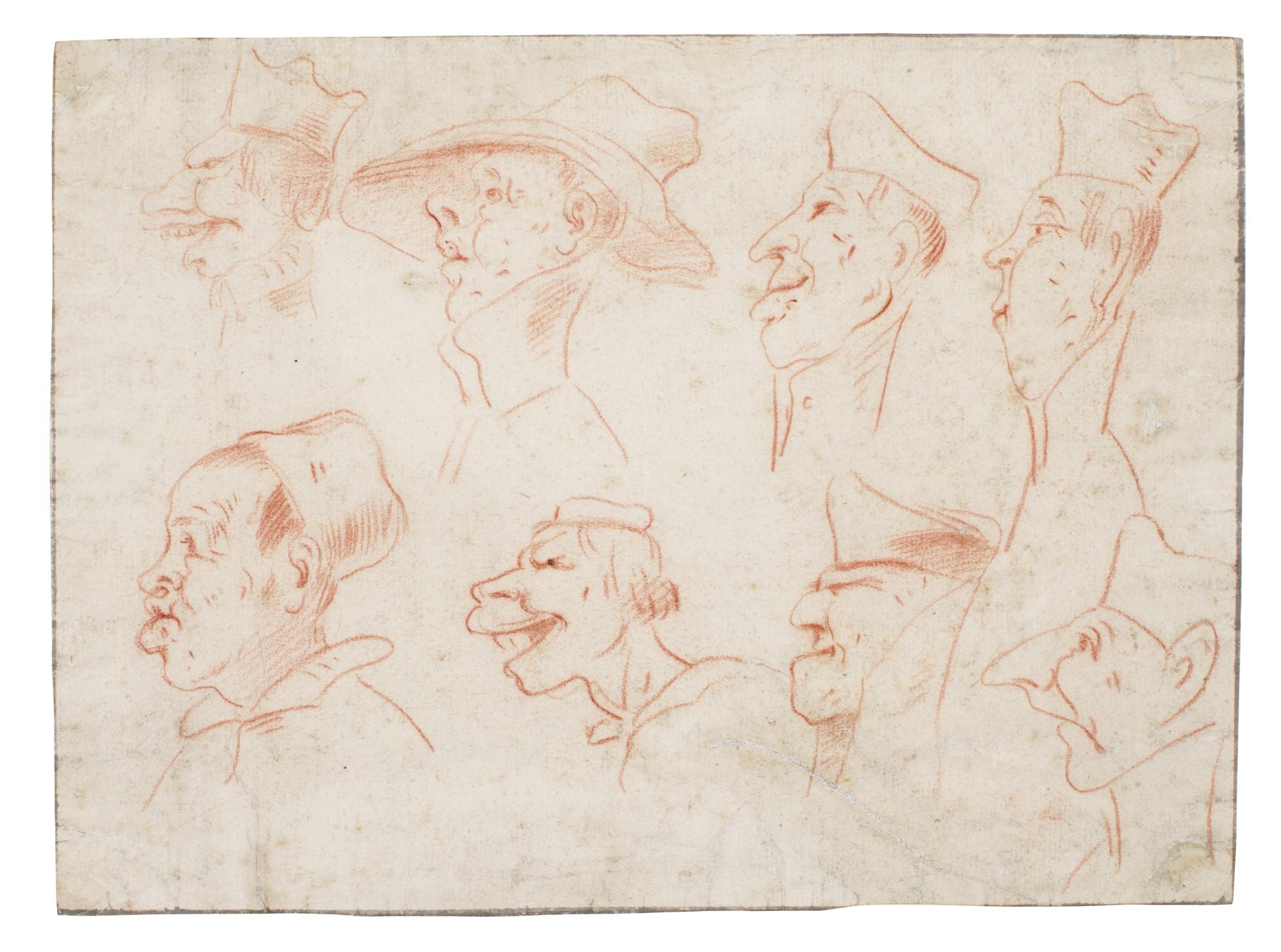 Carlo Maratta - A Sheet Of Eight Caricature Heads
