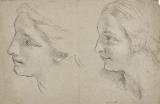 Carlo Maratta - Recto:  Studies Of The Heads Of Two Women Verso:  Drapery Study