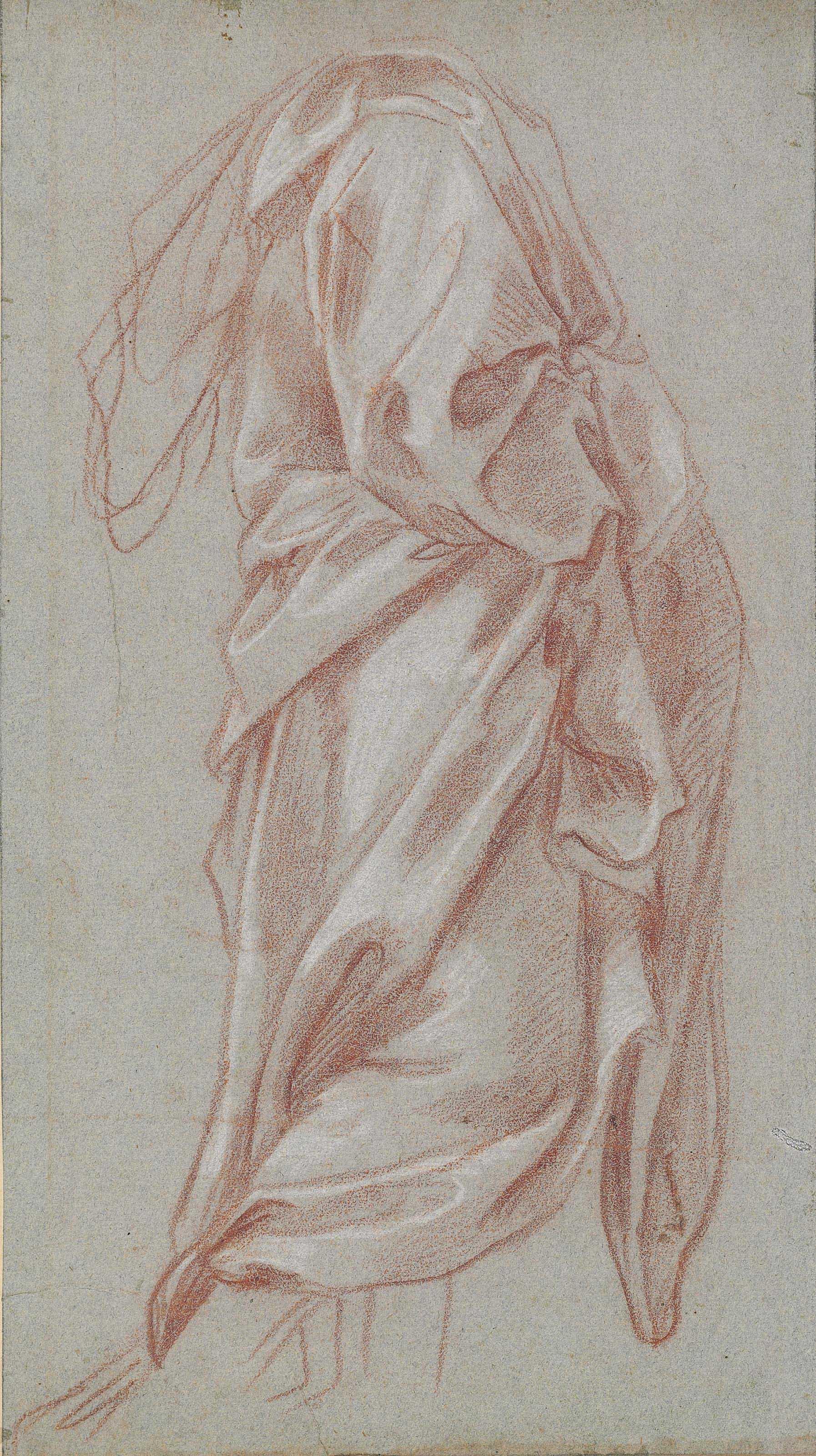 Carlo Maratti - A drapery study of a standing figure