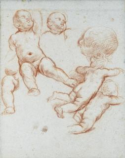 Carlo Maratti - A Sheet Of Studies With Putti: One With A Separate Study For His Head And Left Leg, And A Head Seen In Profile To The Left