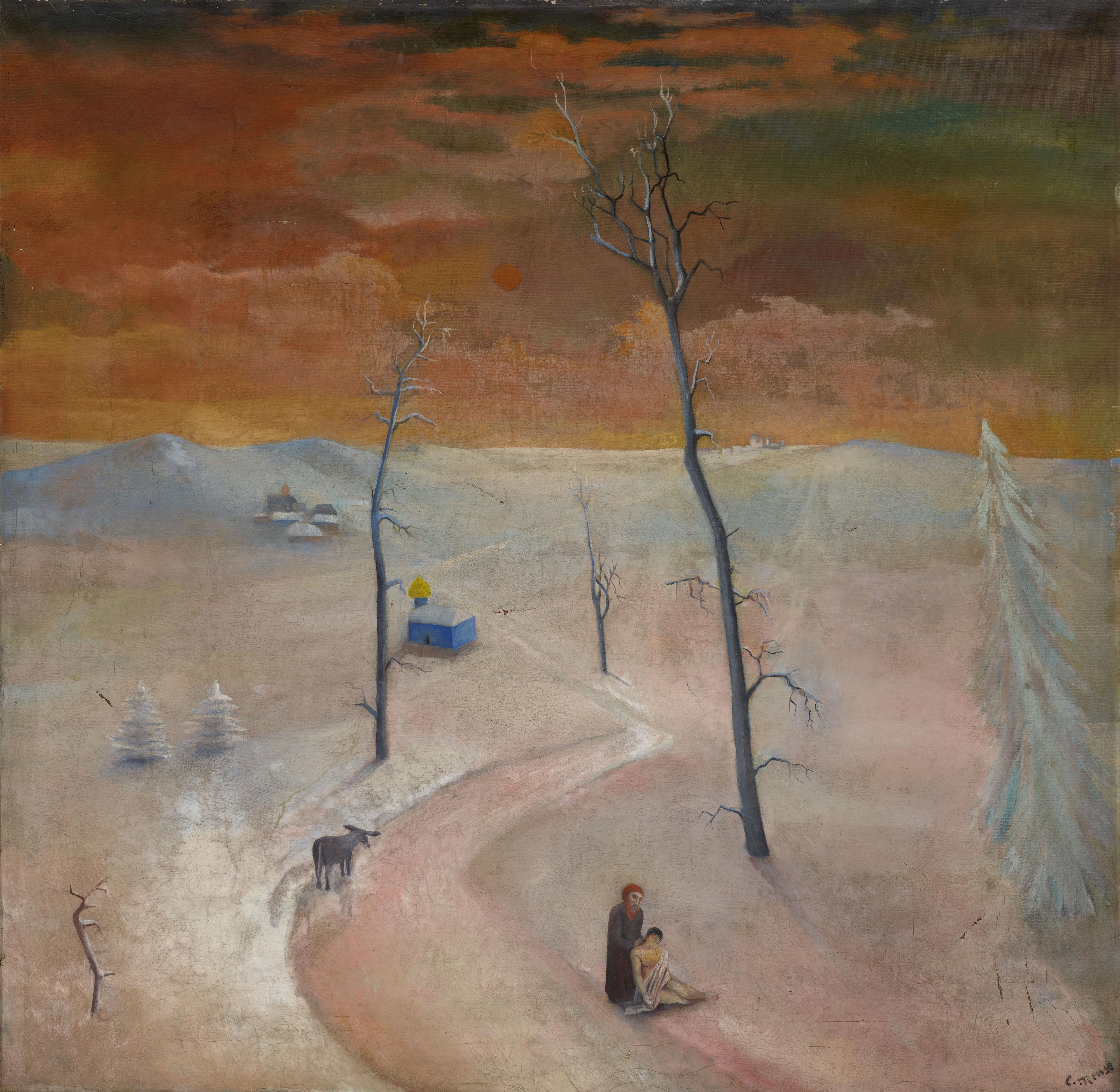 Carlo Mense - Landschaft mit barmherzigem Samariter (Russische Winterlandschaft)