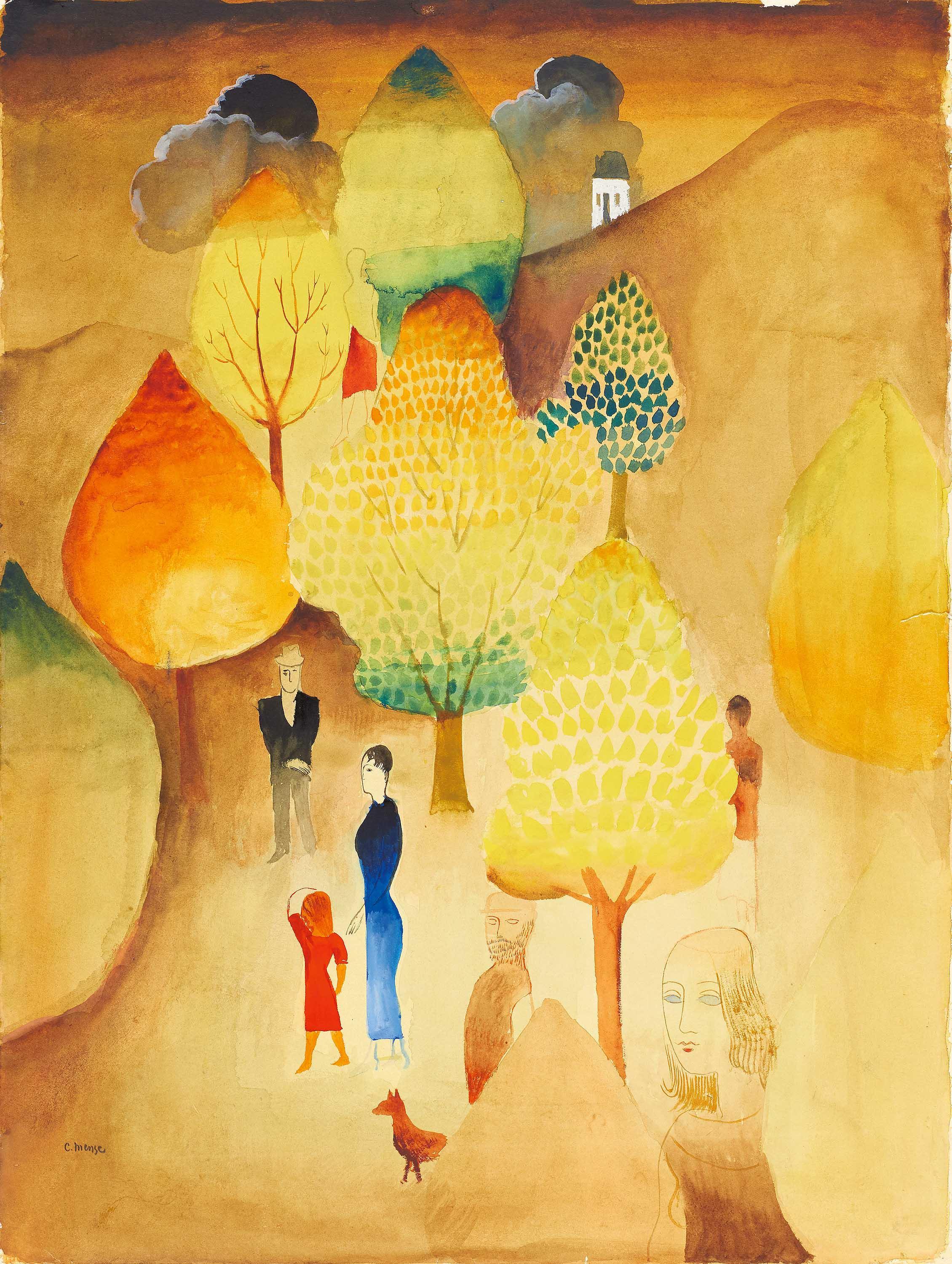 Carlo Mense - Spaziergängerin im Park.