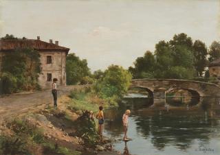 Carlo Mezzadra - Ponte sul Naviglio Grande a Castelletto