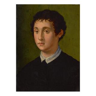 Carlo Portelli - Portrait Of A Young Man. Bust Length, Facing Left, With A White Lace Collar