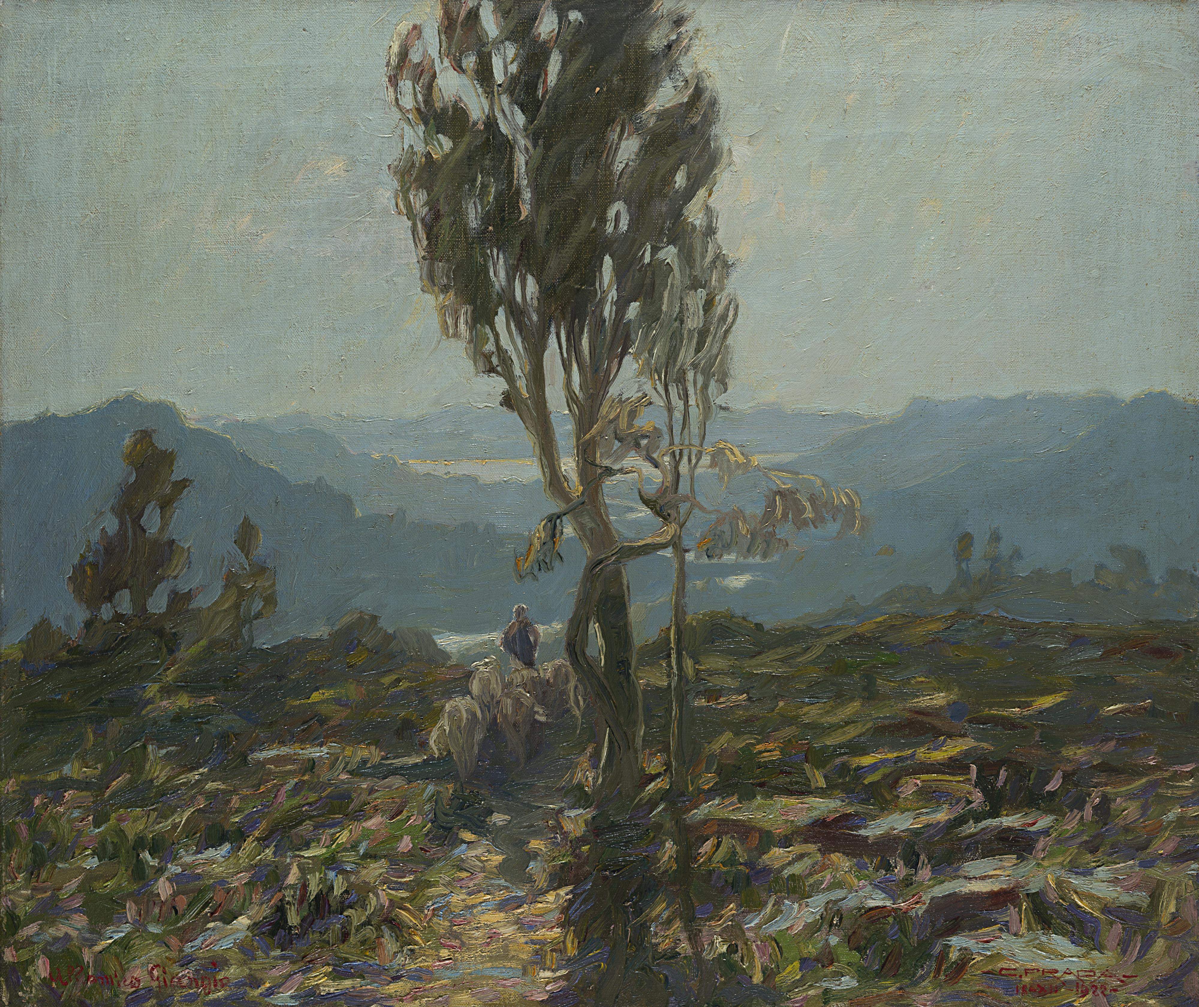 Carlo Prada - Paesaggio con lago sullo sfondo