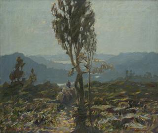 Carlo Prada - Paesaggio con lago sullo sfondo