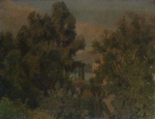 Carlo Prada - Paesaggio con scorcio lacustre sullo sfondo