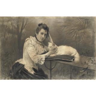 Carlo Stragliati - Ritratto Di Donna Con Gatto