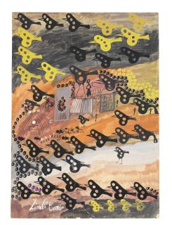 Carlo Zinelli - Grande carro biancoe figura nera