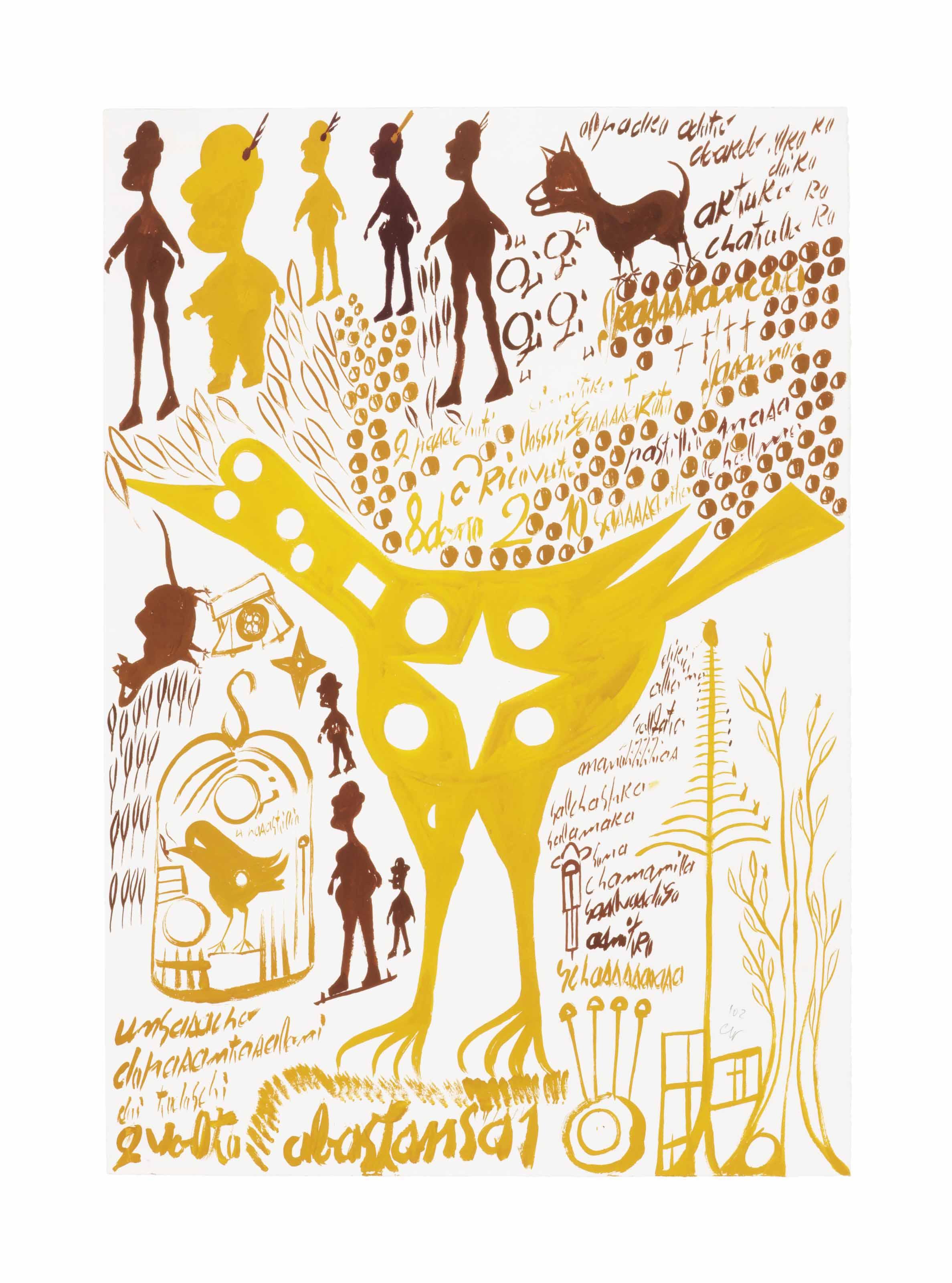 Carlo Zinelli - Grande Uccello Stellato E Gabbis Con Ucello Gialli, 1970