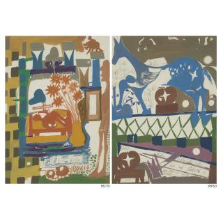 Carlo Zinelli - Untitled (Blue Horse/ Orange Figure), double sided, 1967