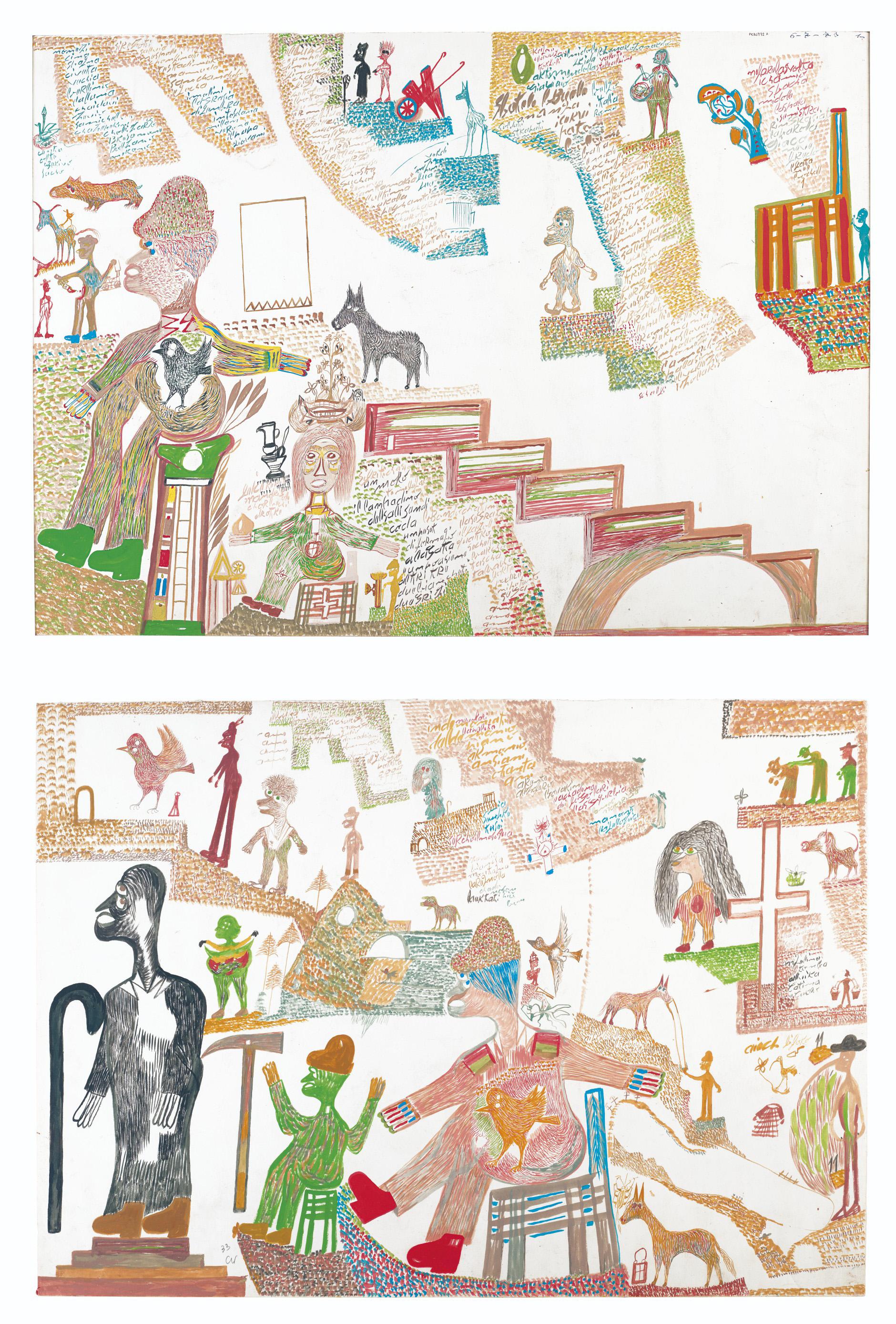 Carlo Zinelli - Untitled (double-sided), 1973