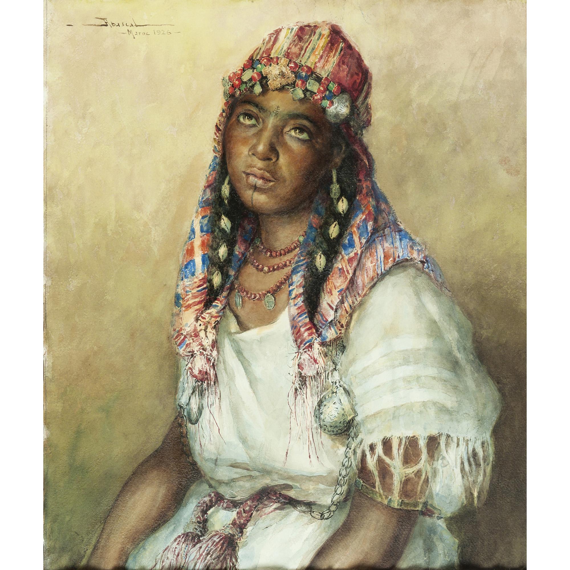 Carlos Abascal - Femme En Blanccarlos Abascal ; Woman In White ; Signed, Located And Dated Upper Left Maroc 1926 ; Watercolour