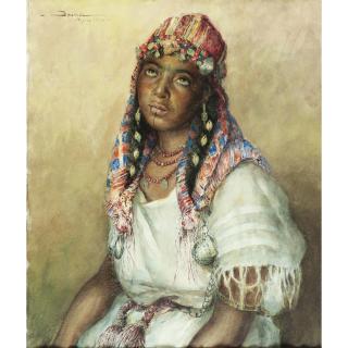 Carlos Abascal - Femme En Blanccarlos Abascal ; Woman In White ; Signed, Located And Dated Upper Left Maroc 1926 ; Watercolour