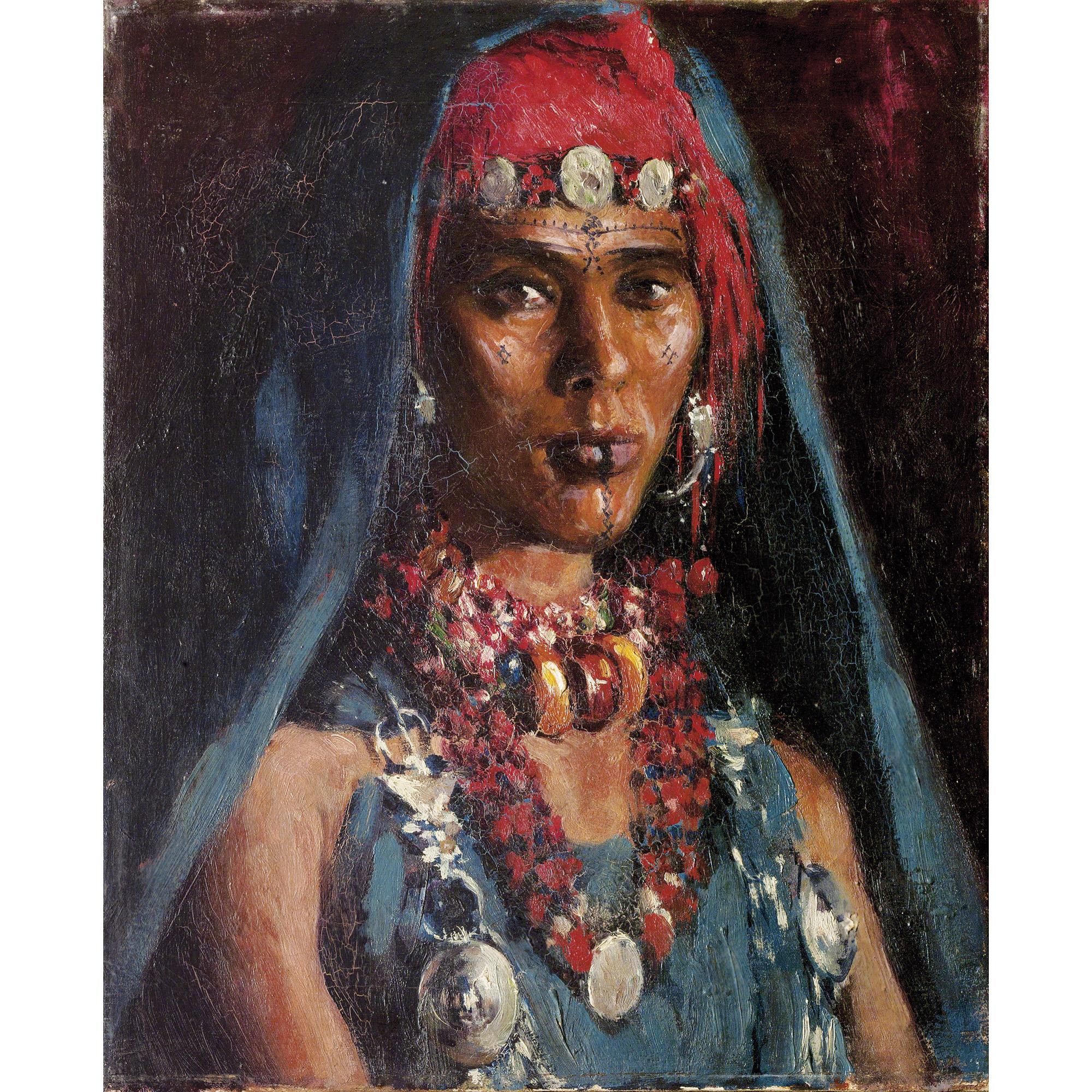 Carlos Abascal - Jeune Femme Aux Colliers  Jeune Fille Marocainecarlos Abascal ; Young Woman With Necklaces ; Young Moroccan Girl ; One Signed Lower Right ; Oil On Canvas And Oil On Panel (2)