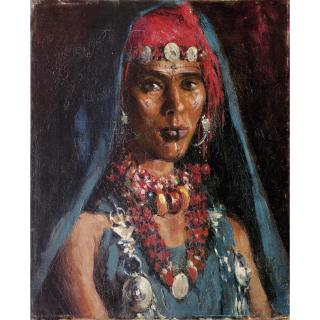 Carlos Abascal - Jeune Femme Aux Colliers  Jeune Fille Marocainecarlos Abascal ; Young Woman With Necklaces ; Young Moroccan Girl ; One Signed Lower Right ; Oil On Canvas And Oil On Panel (2)