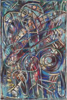 Carlos Alfonzo - Figura azul (alegoría de San Sebastián flechado)