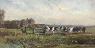 Carlos De Haes - A Dutch polderlandscape - a study