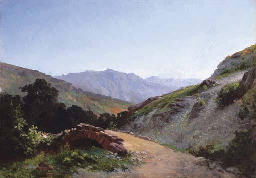 Carlos de Haes - Paisaje montañoso con puente
