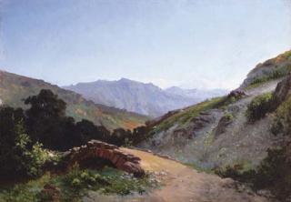 Carlos de Haes - Paisaje montañoso con puente