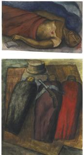 Carlos Orozco Romero - Two Works On Paper: Zapatistas Muertos And Huelguista