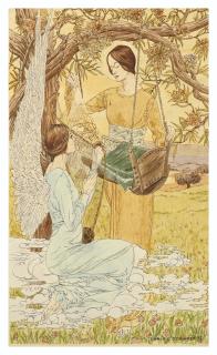 Carlos Schwabe - Two women with a cradle, one of them winged