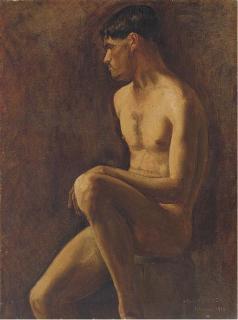 Carlos Vazquez Ubeda - Seated Male Nude