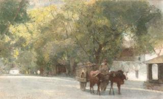 Carlton Alfred Smith, R.I. - Bangalore:  Collecting water; and The ox-drawn cart (illustrated)