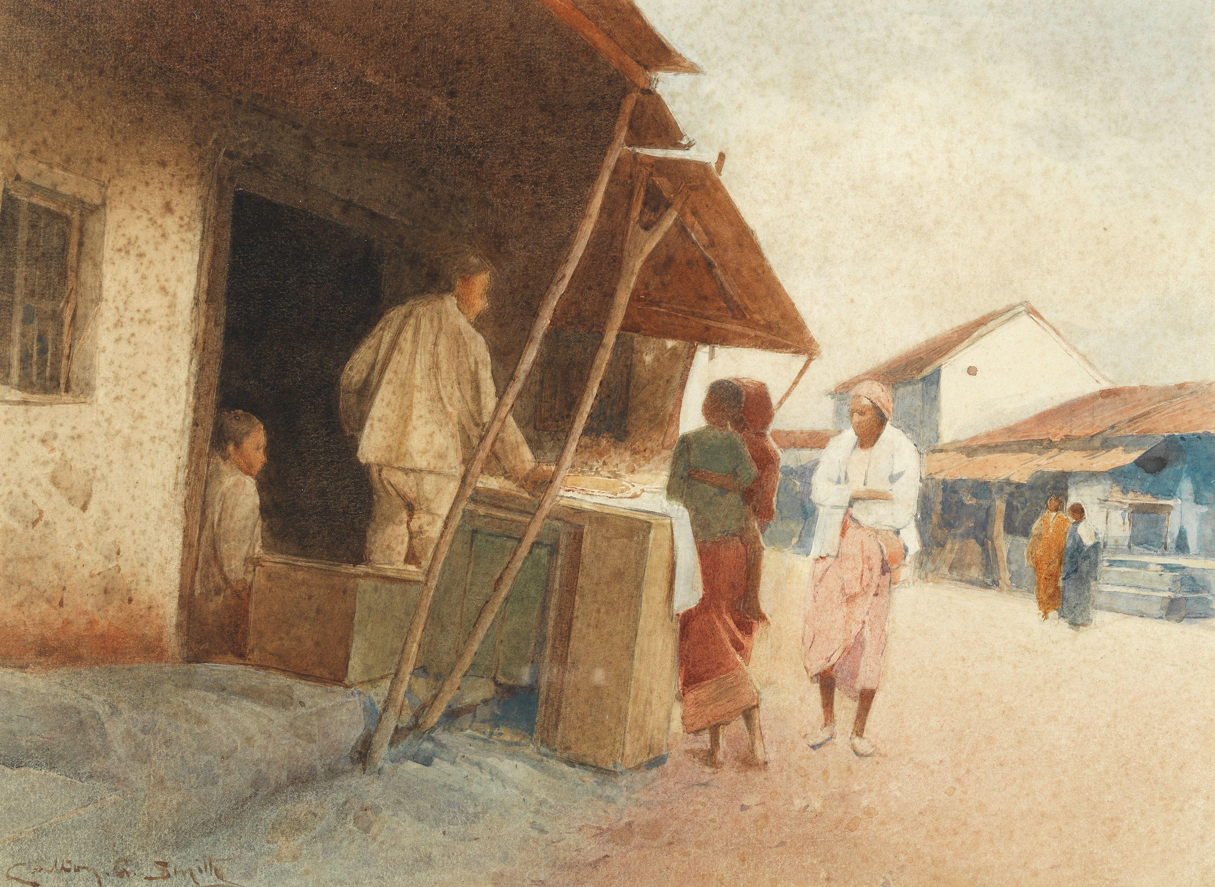 Carlton Alfred Smith, RI, RBA, ROI - A Street Vendor, India