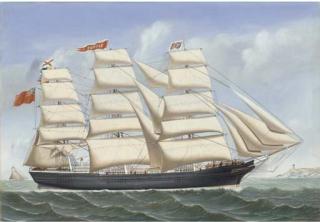 Carolus Ludovicus Weyts - The British full-rigged ship Banner under full sail
