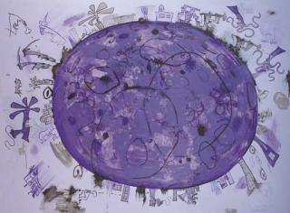 Carroll Dunham - Purple Planet in Lavender Space
