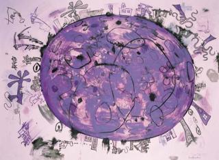 Carroll Dunham - Purple Planet in Lavender Space