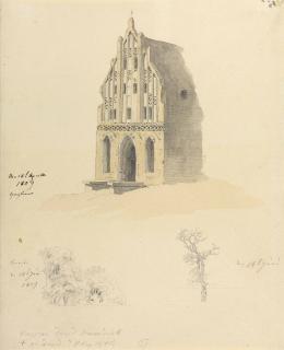 Caspar David Friedrich - A Gothic brick building and two studies of trees