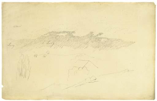 Caspar David Friedrich - A landscape study: clouds over hills