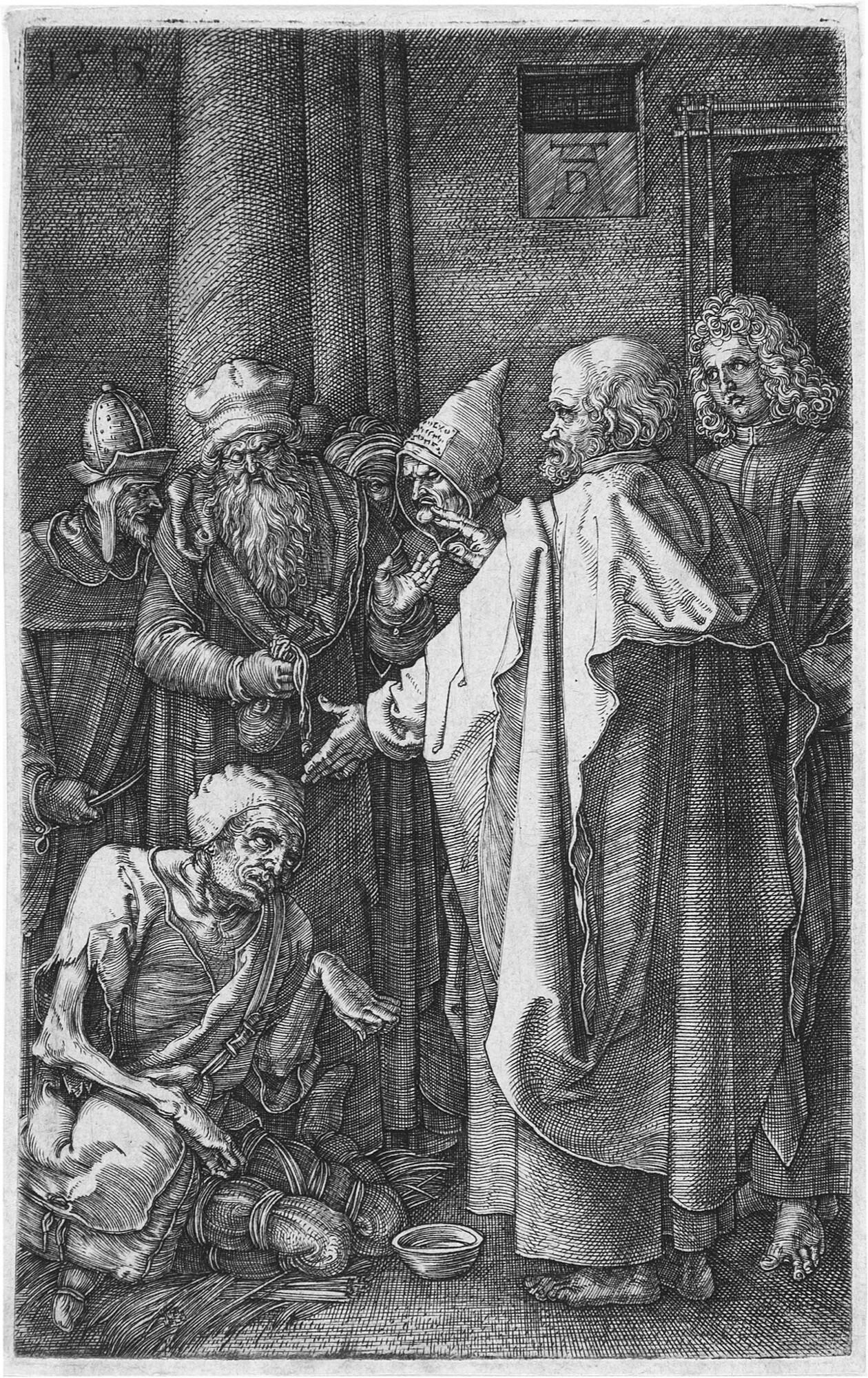 Caspar Johann Nepomuk Scheuren - Hügelige Waldlandschaft mit Wasserschloss, im Vordergrund vier