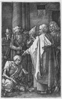 Caspar Johann Nepomuk Scheuren - Hügelige Waldlandschaft mit Wasserschloss, im Vordergrund vier