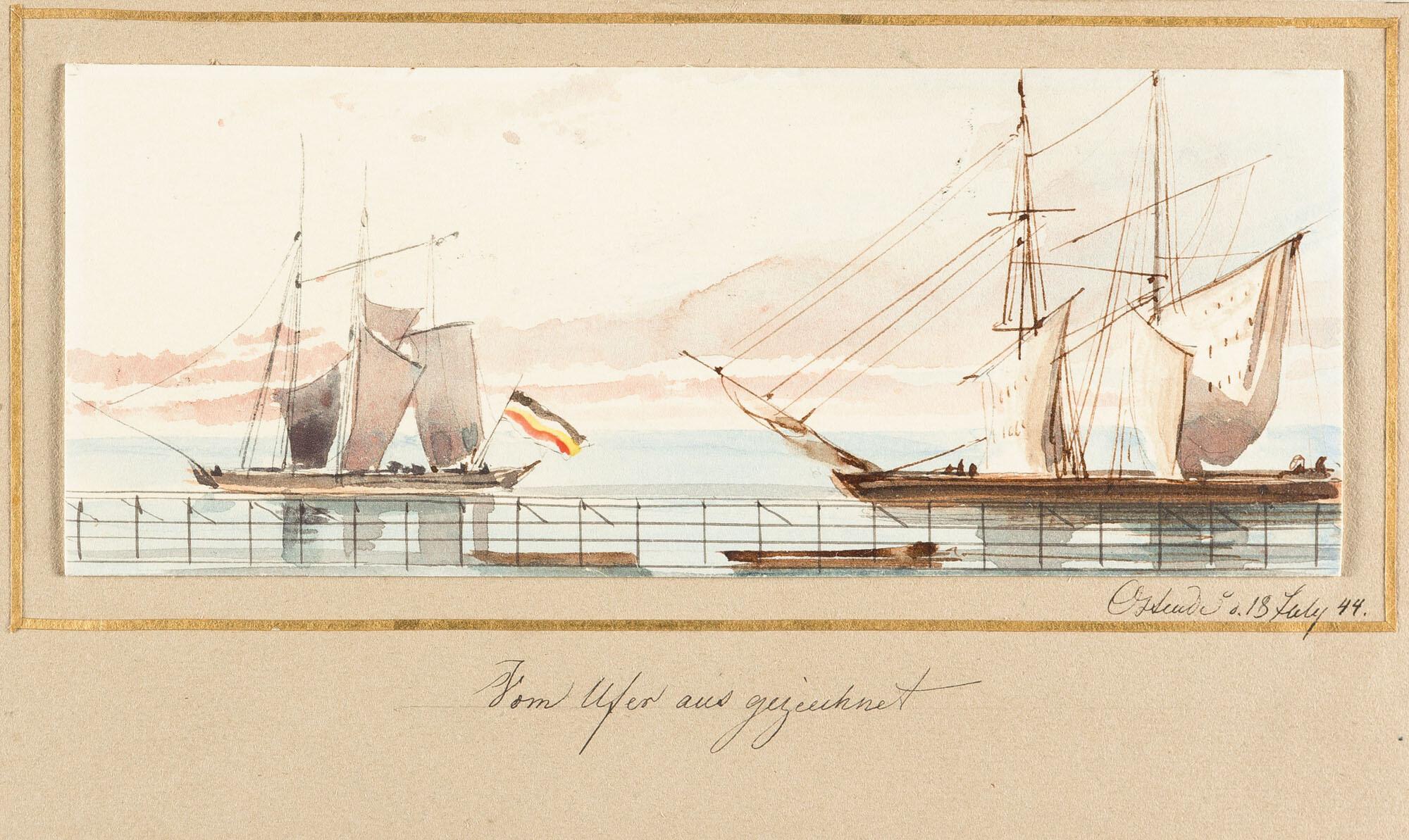 Caspar Johann Nepomuk Scheuren - Schiffe vor Ostende.