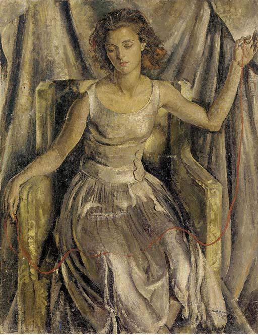 Cathleen Mann - Seated Lady with Red Ribbon