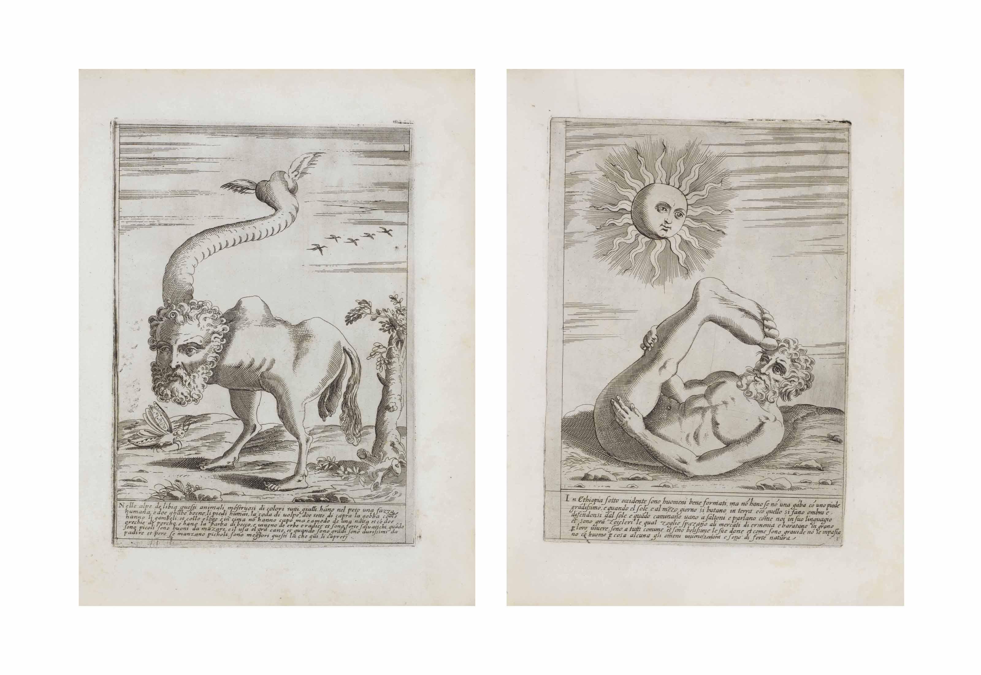 Cavalieri, Giovanni Battista De - OPERA nelaquale vie molti mostri de tutte le parti del mondo antichi et moderni con le dechiarationi a ciascheduno fine al presento anno 1585. Rome: by the author, 1585.