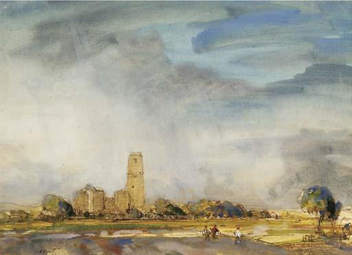 Cecil Arthur Hunt, V.P.R.W.S - Ruined church at Coleville, Cambridgeshire