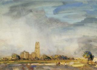 Cecil Arthur Hunt, V.P.R.W.S - Ruined church at Coleville, Cambridgeshire