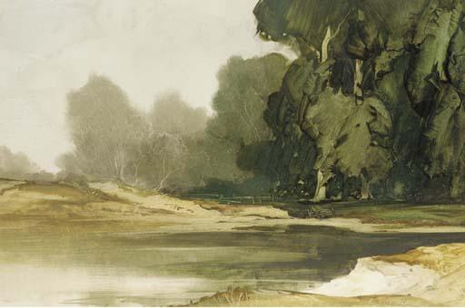 Cecil Arthur Hunt, V.P.R.W.S. - Trees by the waters edge