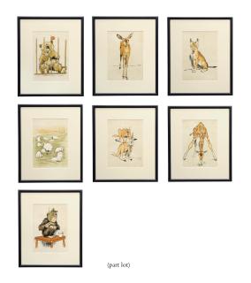 Cecil Charles Windsor Aldin, R.B.A. - A set of twenty-two animal prints, Zoo Babies