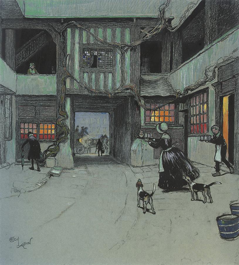 Cecil Charles Windsor Aldin, R.B.A. - Greeting the guests in the courtyard