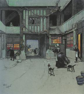 Cecil Charles Windsor Aldin, R.B.A. - Greeting the guests in the courtyard