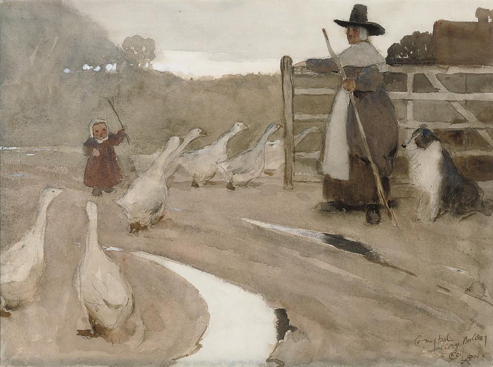 Cecil Charles Windsor Aldin, R.B.A. - The goose girl