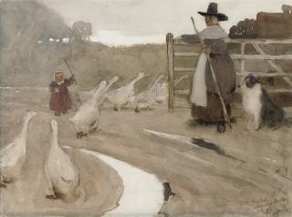 Cecil Charles Windsor Aldin, R.B.A. - The goose girl