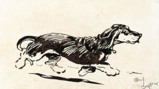 Cecil Charles Windsor Aldin - A Dachshund Running