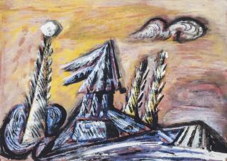 Cecil Collins, R.A. - Blue landscape